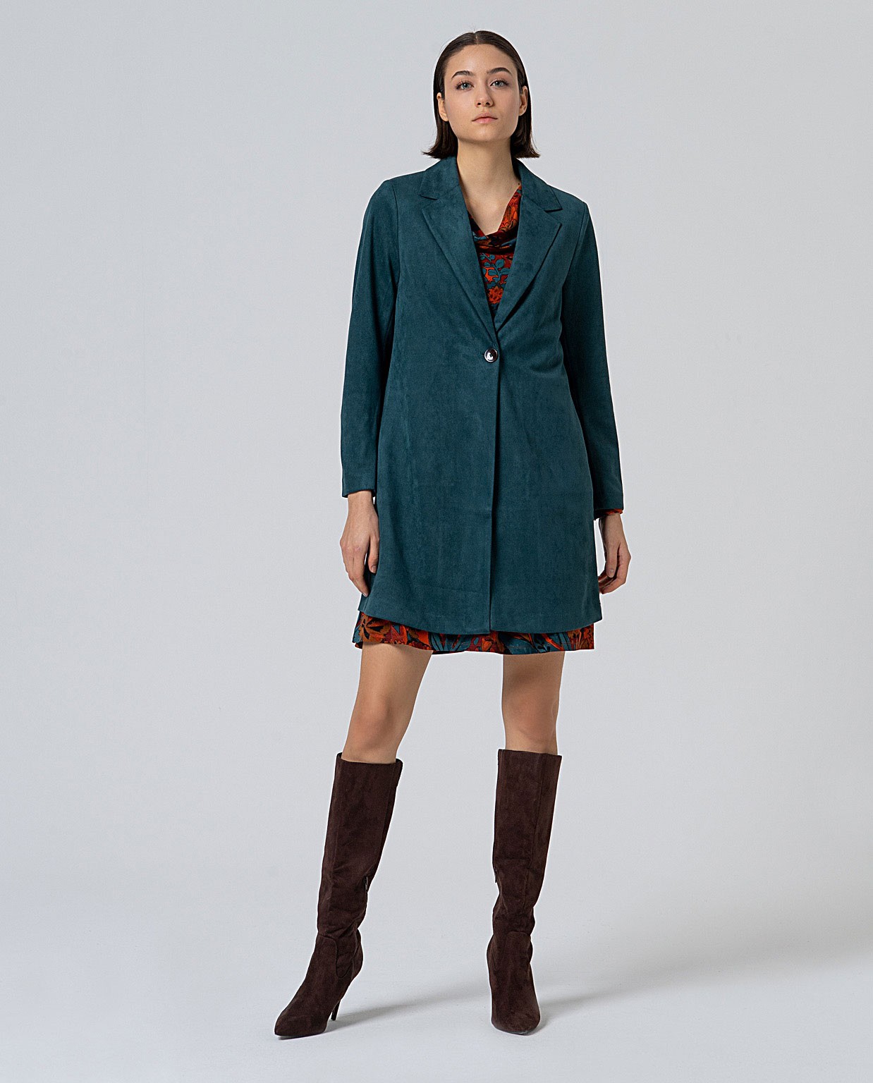Cappotto oversize effetto velluto Verde bottiglia