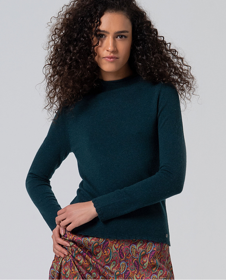 Maglia con collo alla perkins Verde bottiglia