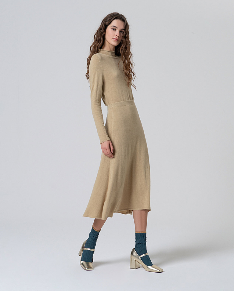 Jupe en tricot uni Écru