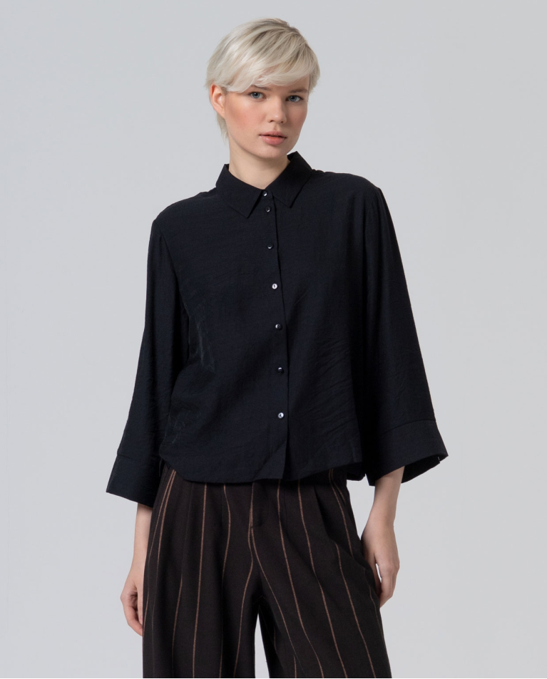 Oversize bell sleeve shirt Black