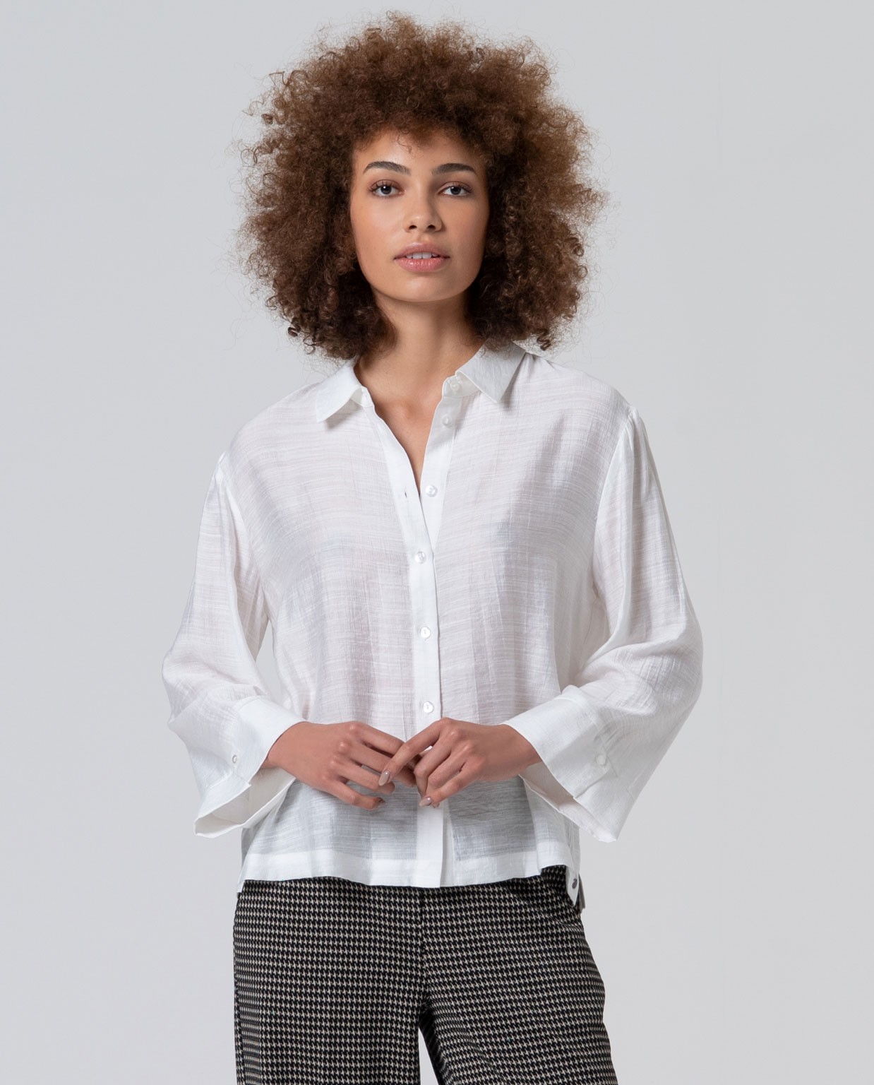 Camicia oversize con maniche a campana Bianco