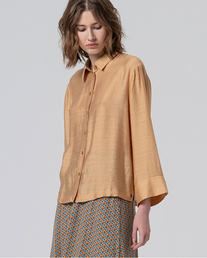 Chemise oversize à manches cloche Beige