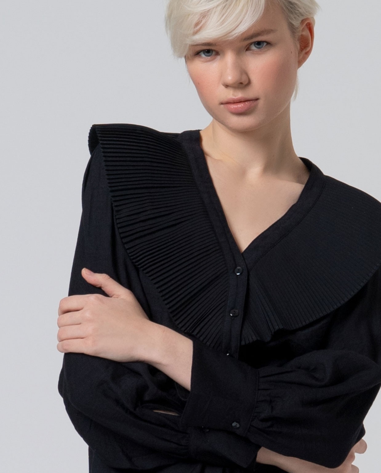 Chemise à col babydoll XL Noir