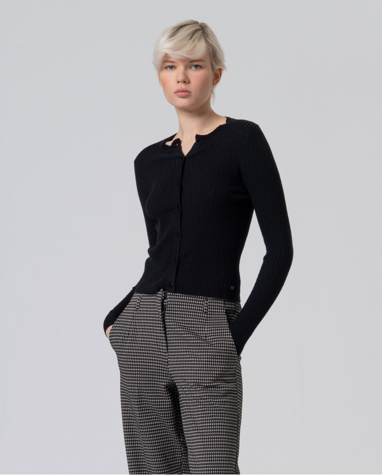 Cardigan aderente a coste sottili Nero