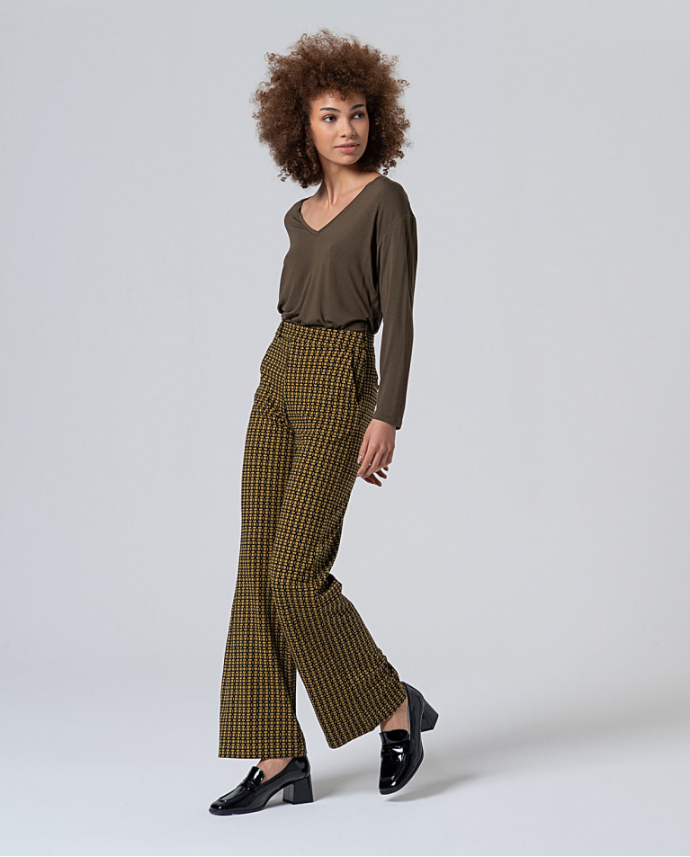 Pantalon droit large imprimé Noir
