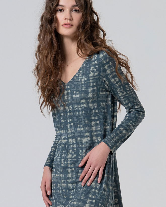 Robe courte imprimée fluide...