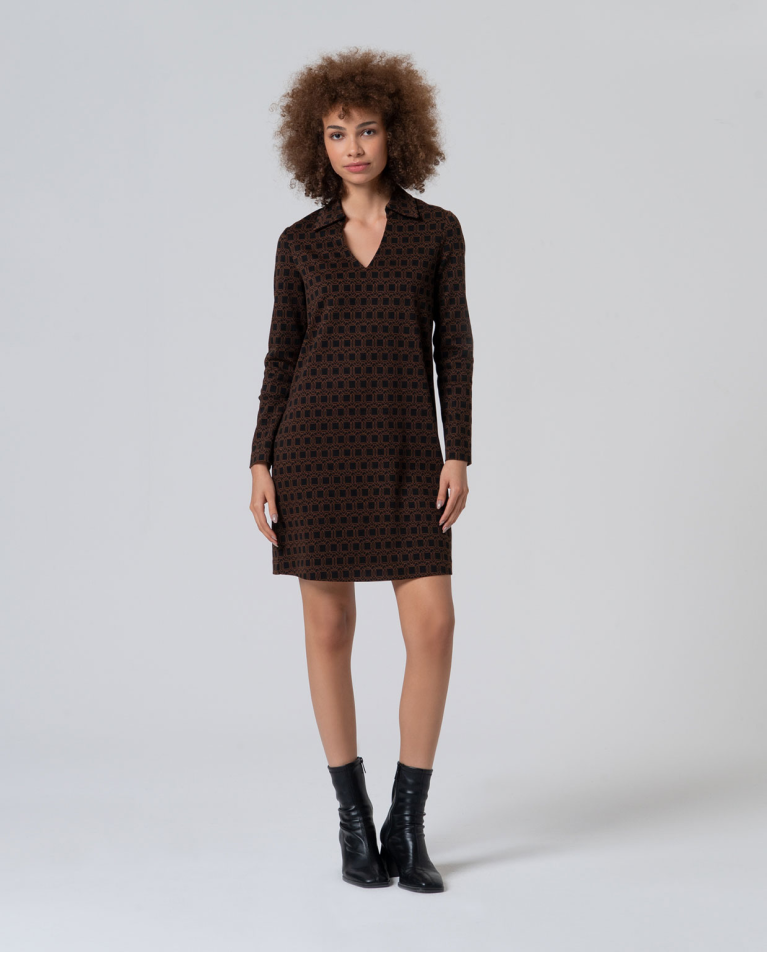 Robe courte imprimée à col polo Noir