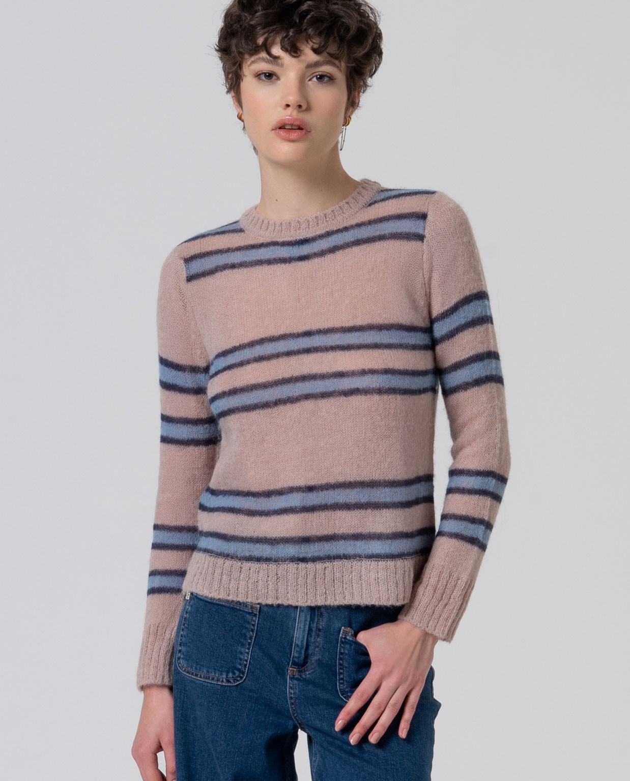 Pull en jacquard à carreaux Bleu