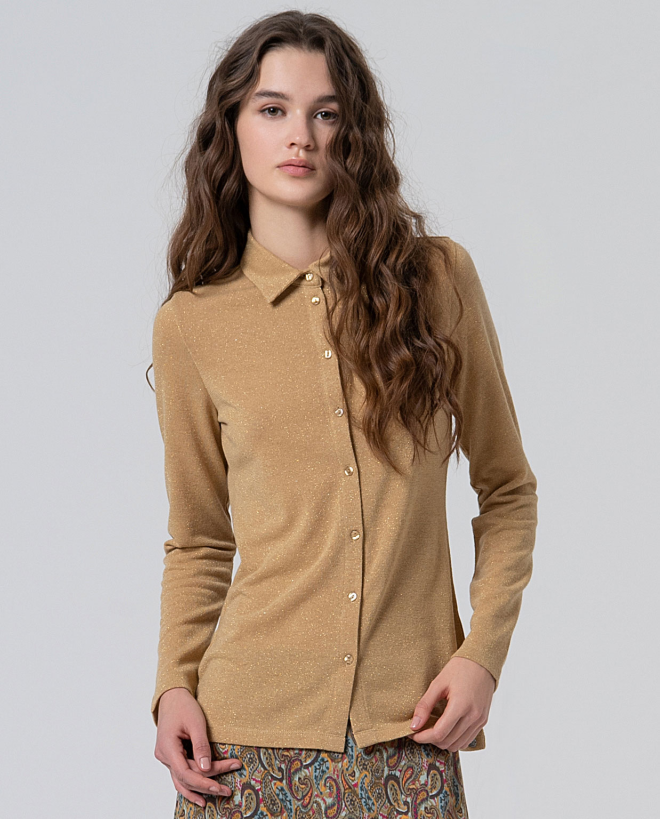 Camisa elástica de lurex Oro