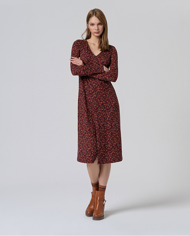 V-neck midi dress Tile