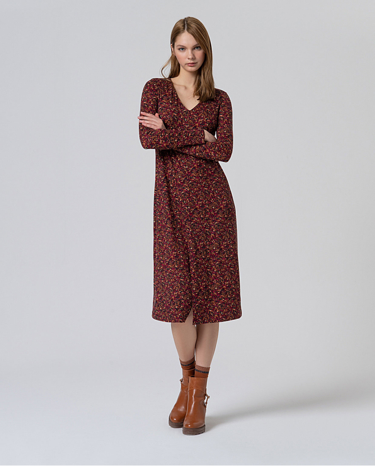 V-neck midi dress Tile