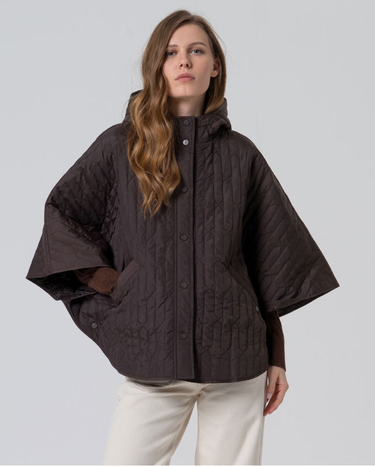 Manteau matelassé fin à capuche Chocolat