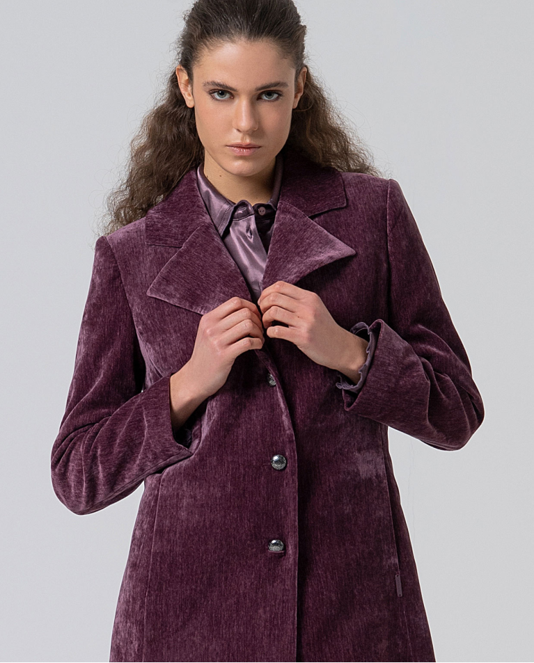 Manteau long en velours avec doublure matelassée Myrtille