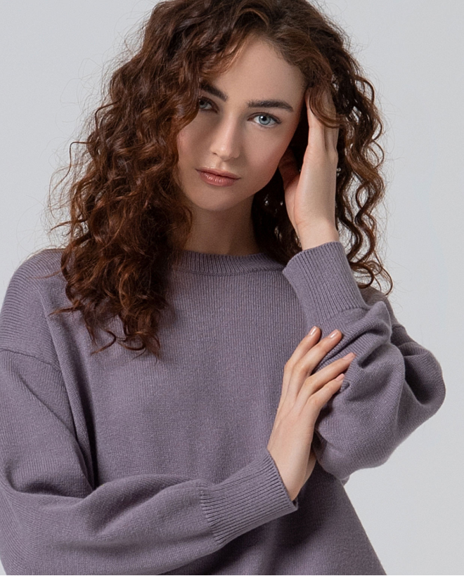 Pullover corto con maniche a sbuffo Grigio polvere