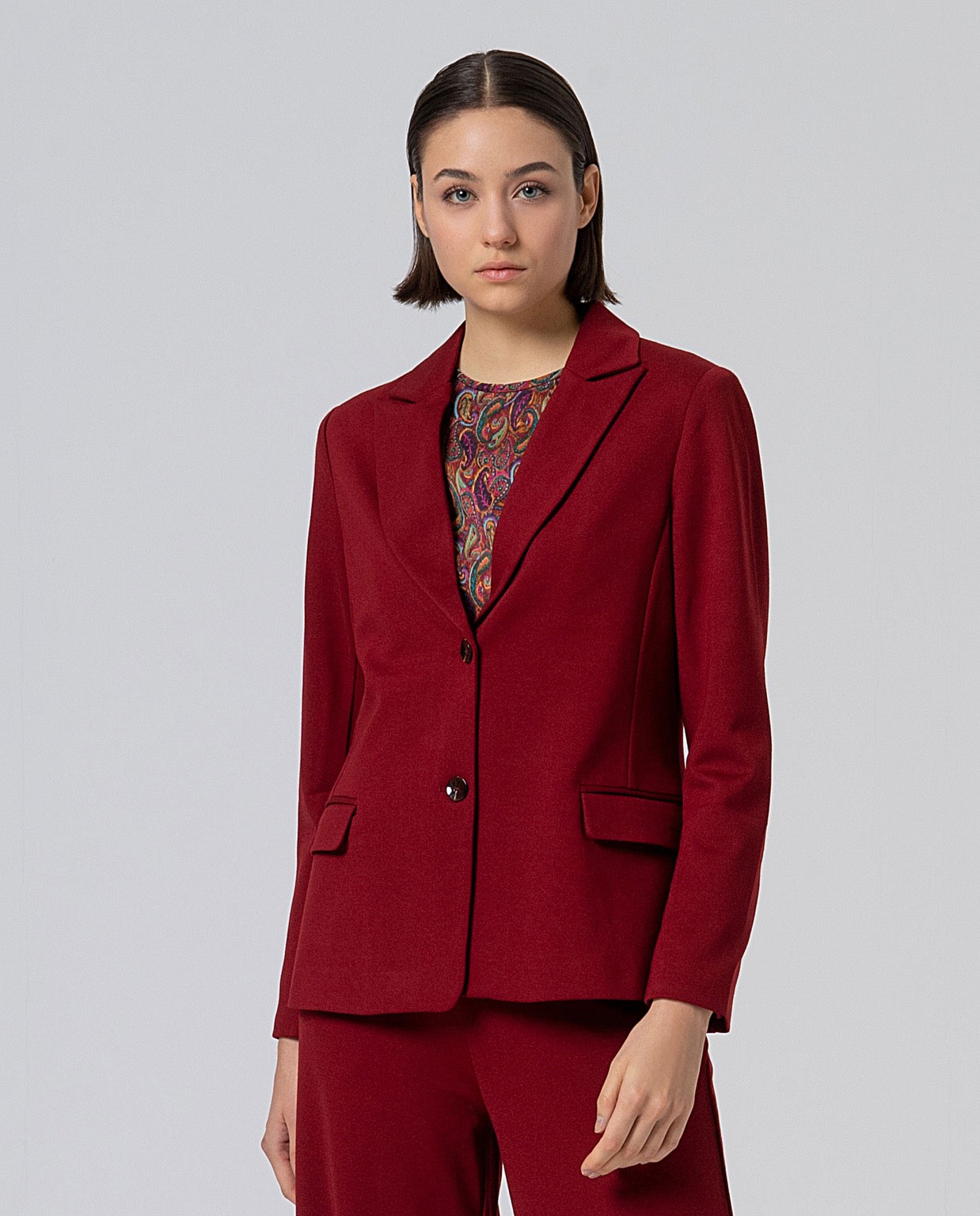 Stretch blazer with pockets English Red