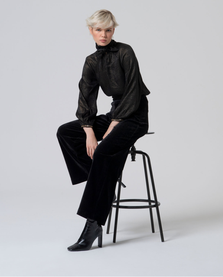 Pantalon oversize effet velours Noir