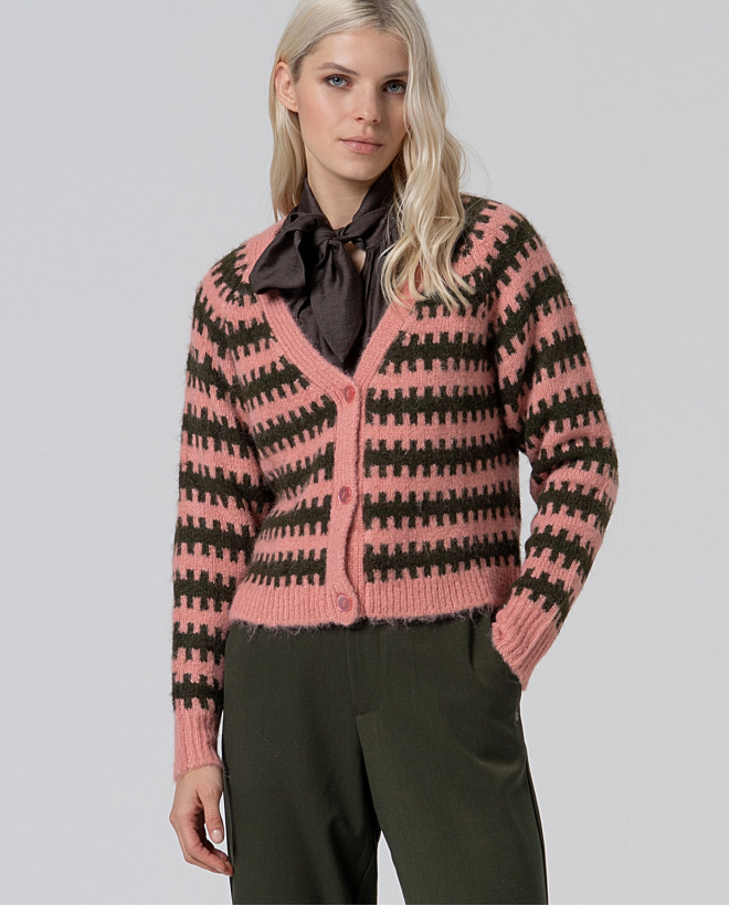 Two-tone chunky knit short...