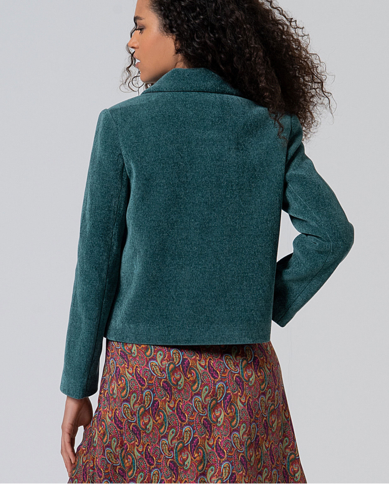 Short chenille coat with lining Steel Blue