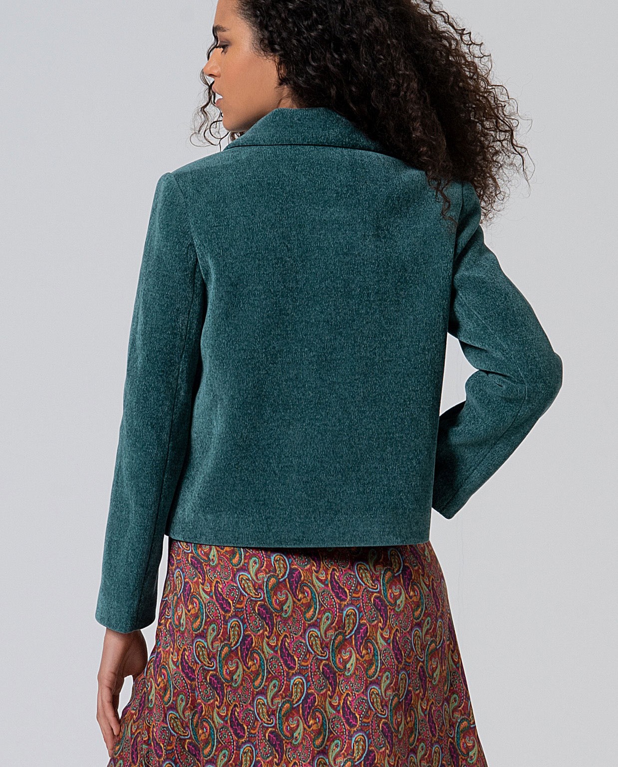 Short chenille coat with lining Steel Blue