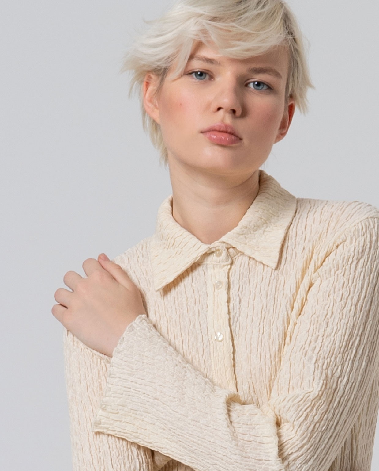 Camicia in cotone testurizzato Beige