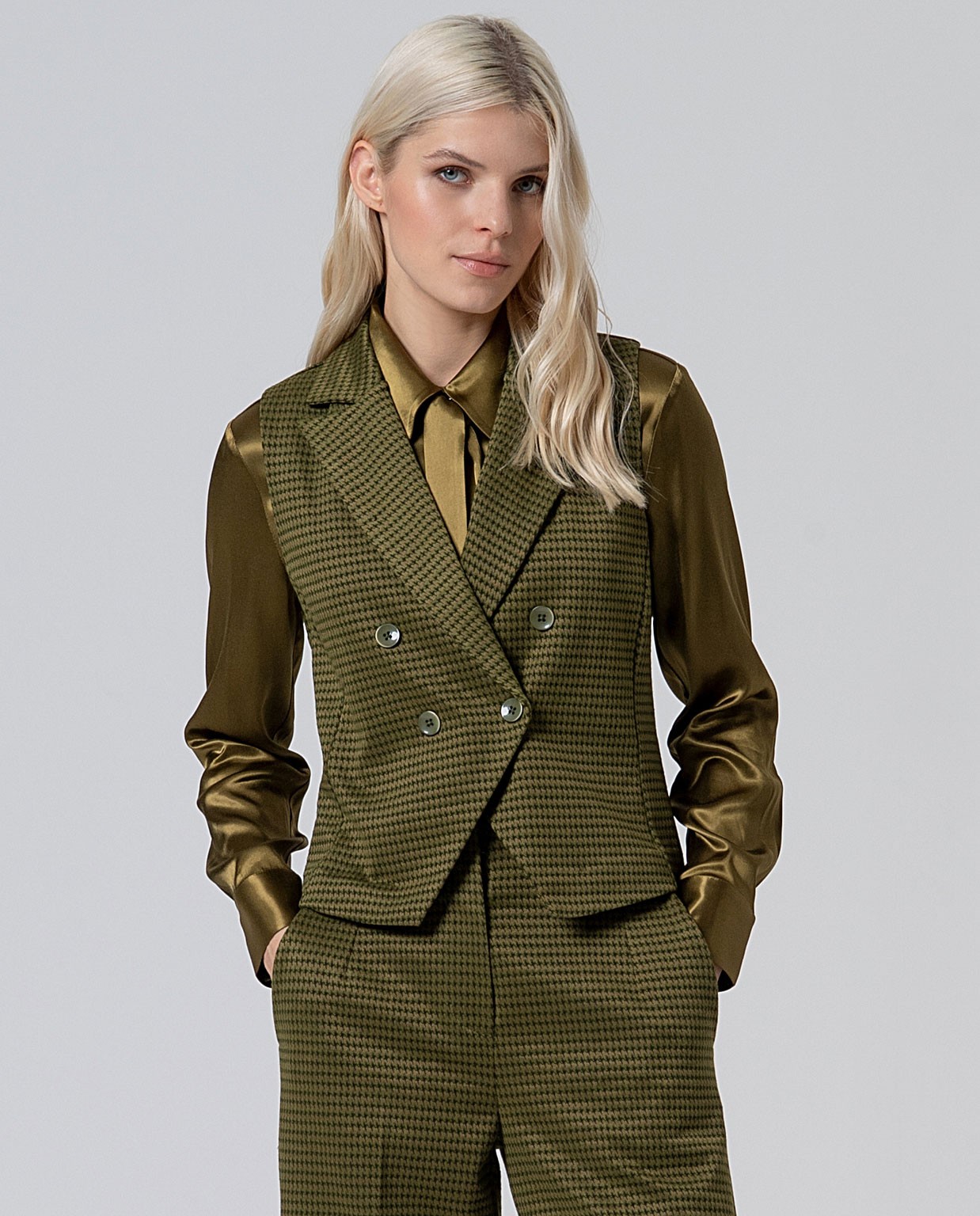 Gilet croisé pattes d'oie Vert