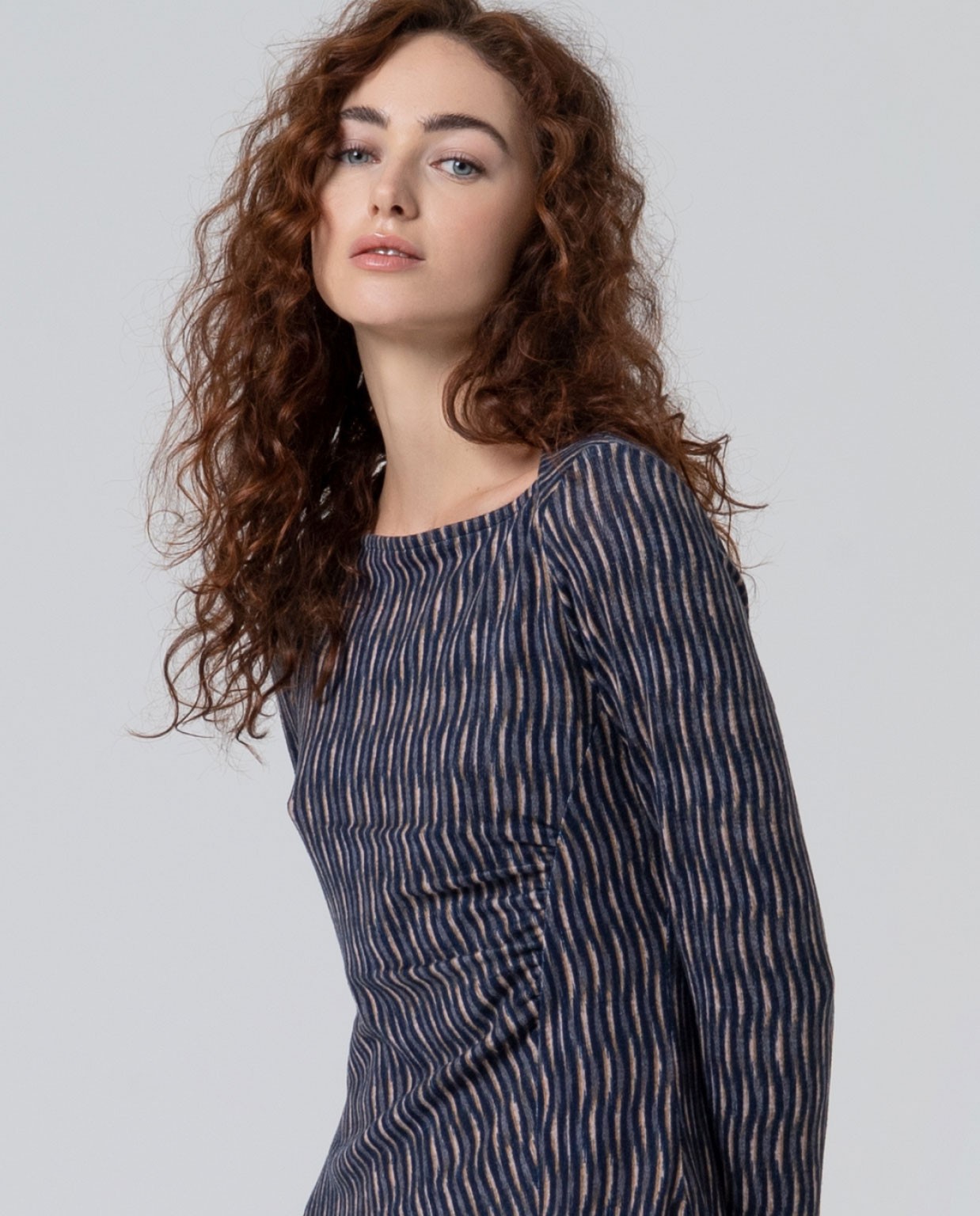 Abito midi con arricciatura in vita Azzurro