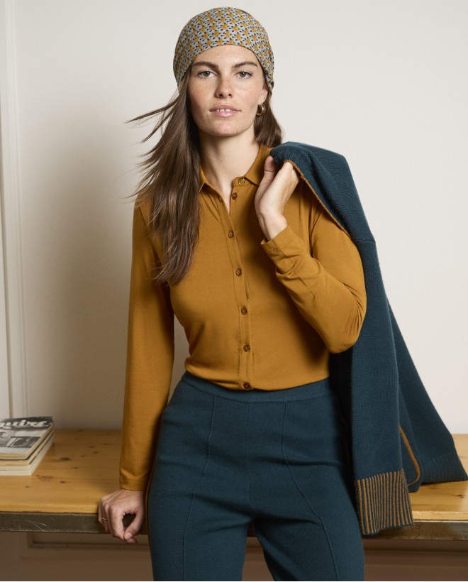 Chemise en bambou extensible et douce Ocre