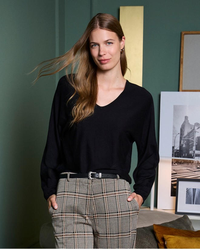 Pullover giapponese con maniche larghe Nero