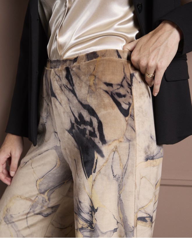 Pantaloni svasati effetto velluto Multi