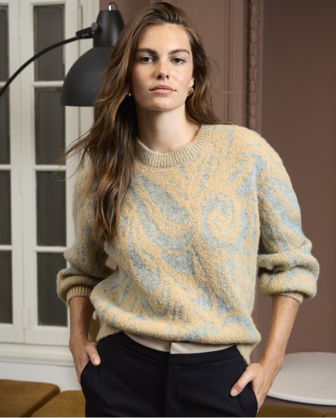 Maglia morbida in jacquard Azzurro