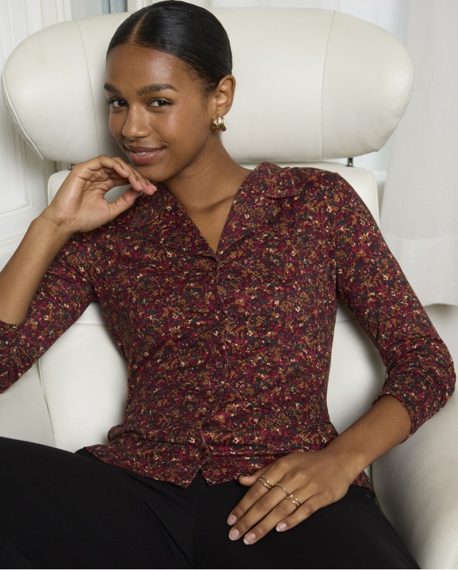 Chemise de smoking imprimée en tissu recyclé Brique