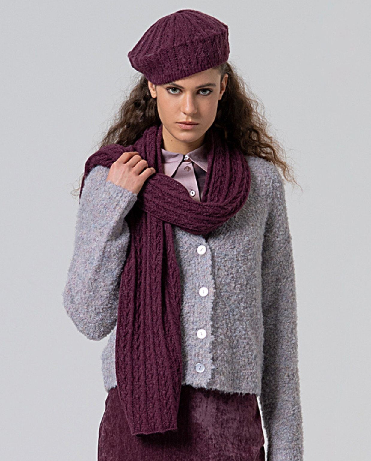 Basco in tricot fantasia Prugna