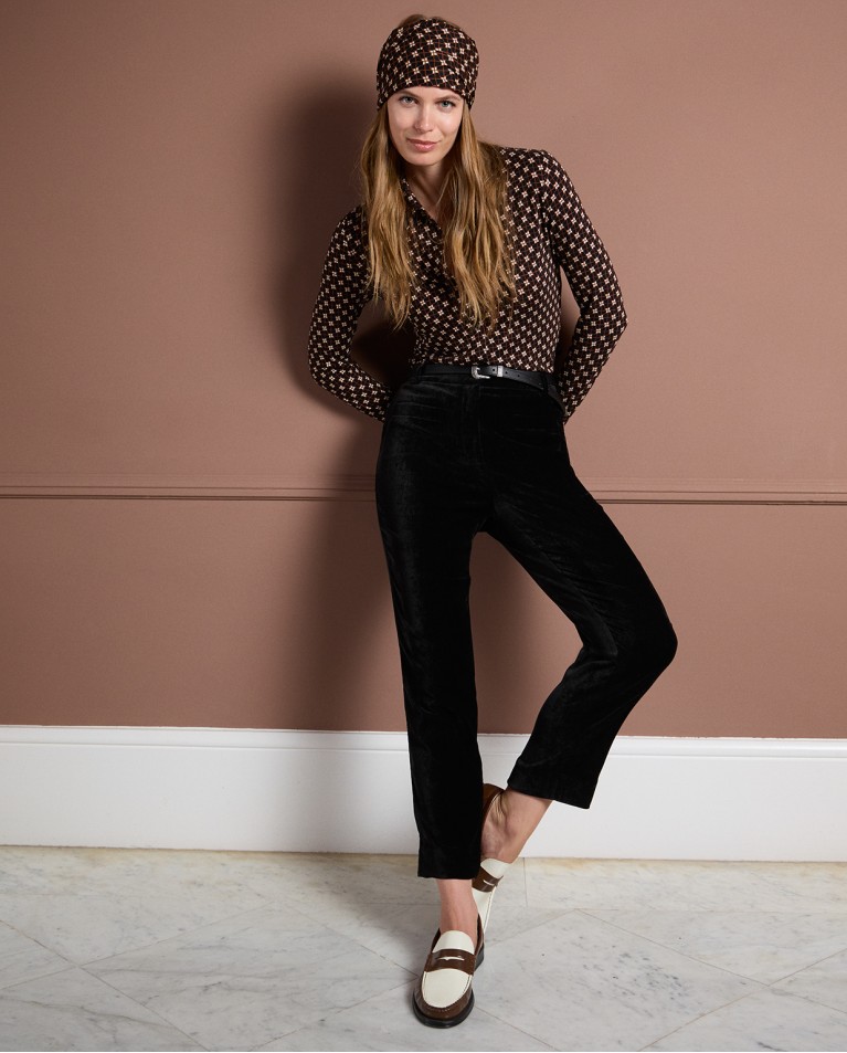 Velvet effect skinny pants Black