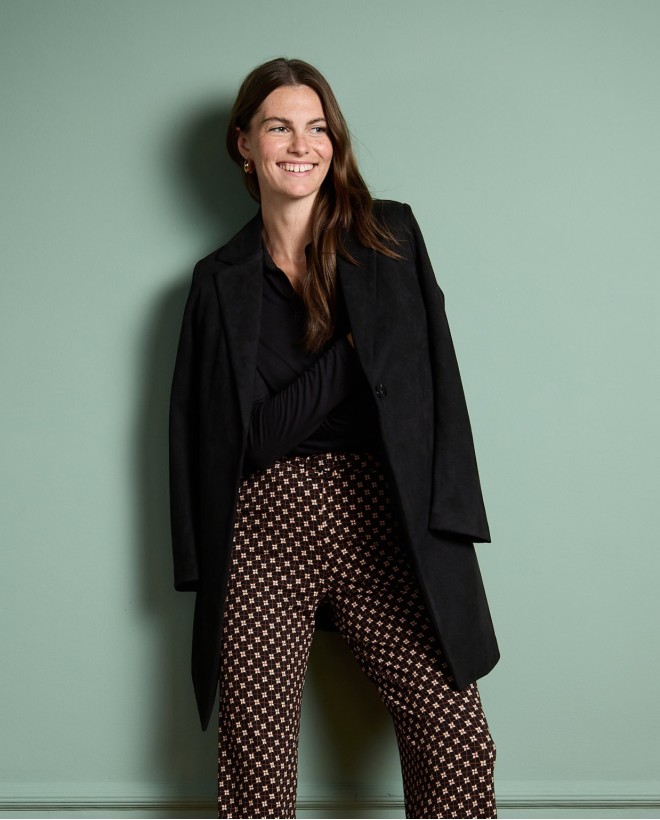 Oversize velvet effect coat Black