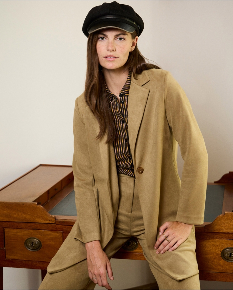 Manteau oversize effet velours Sable