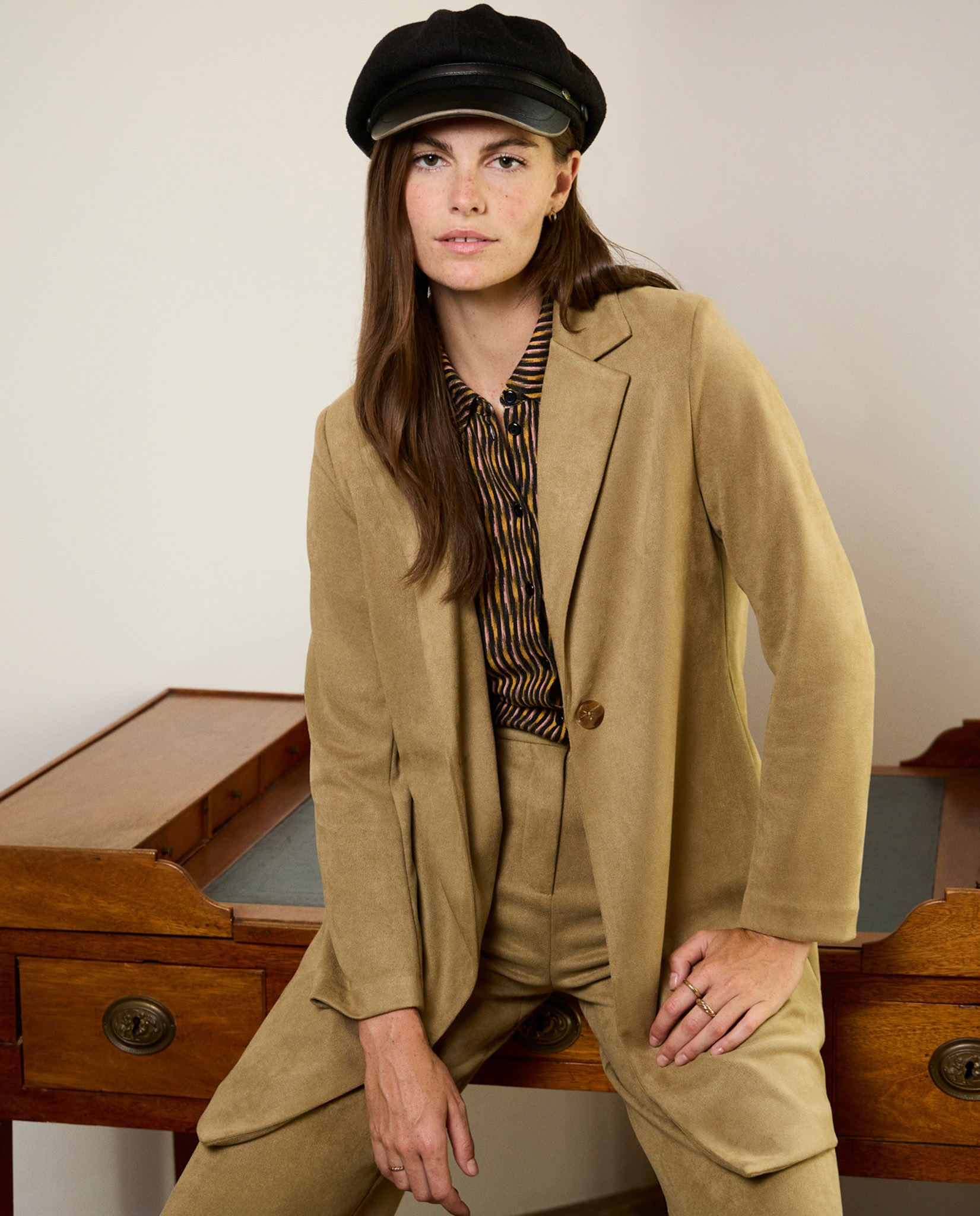 Manteau oversize effet velours Sable