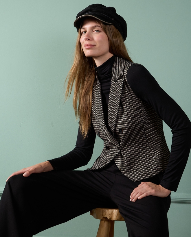 Gilet croisé pattes d'oie Noir