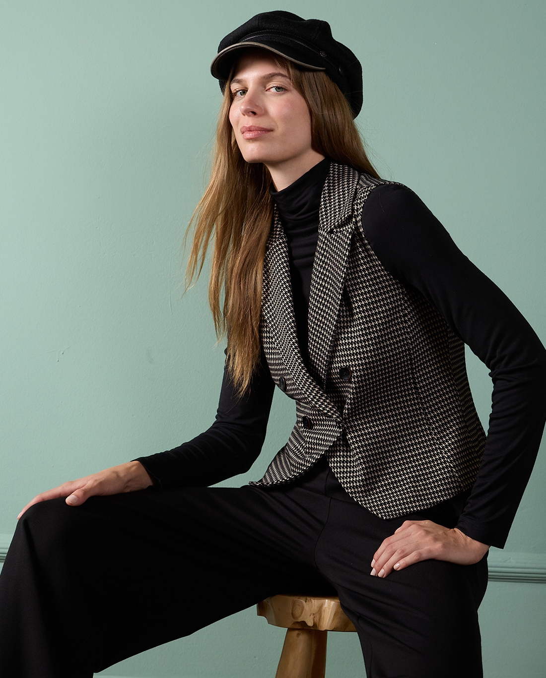 Gilet croisé pattes d'oie Noir
