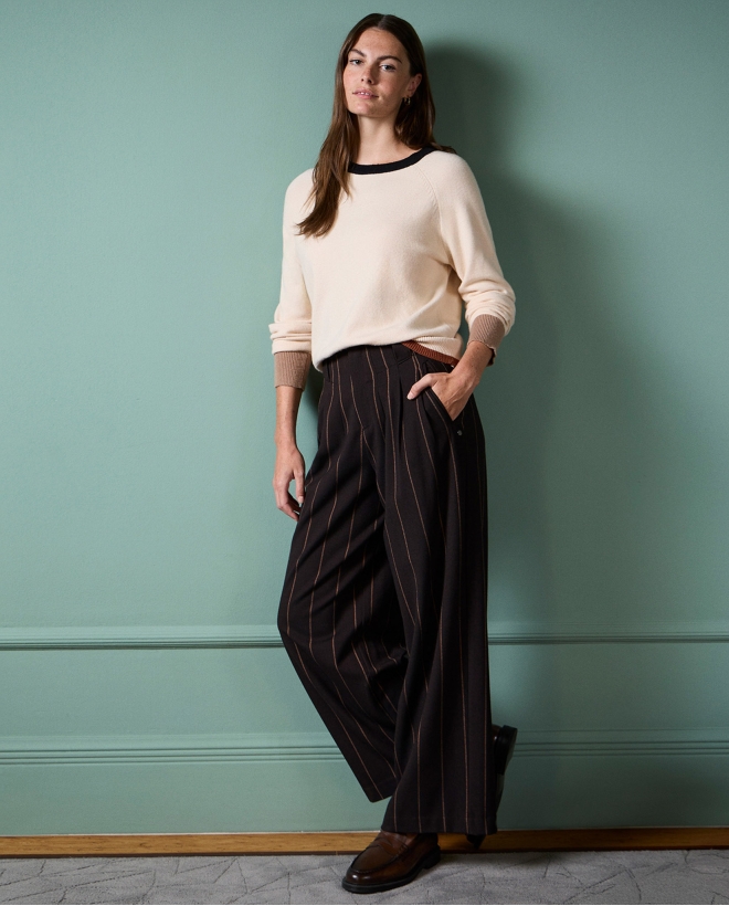 Pantalon large à rayures...