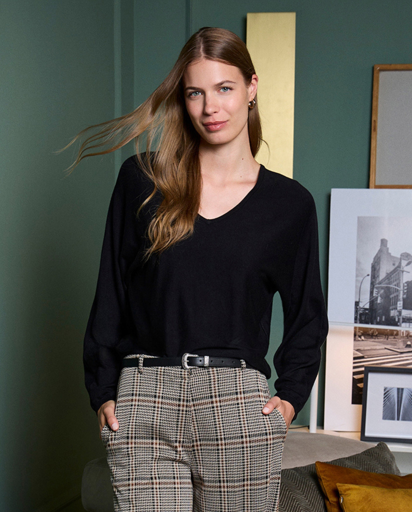 Pullover giapponese con maniche larghe Nero