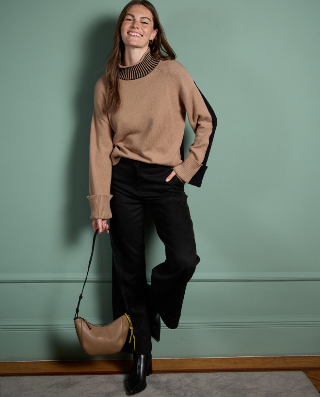 Pantalon large en velours Noir