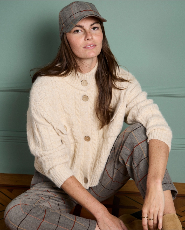 Aranese textured chunky cardigan Sand