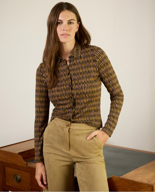 Stretch shirt with wave...