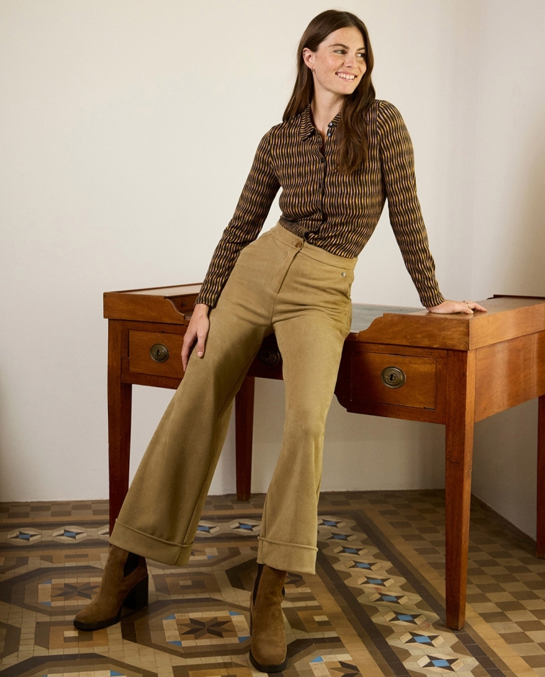 Pantalón wide leg aterciopelado Arena