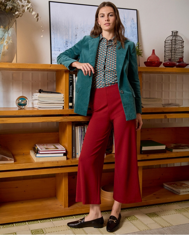 Pantalon cheville à coupe évasée Rouge anglais