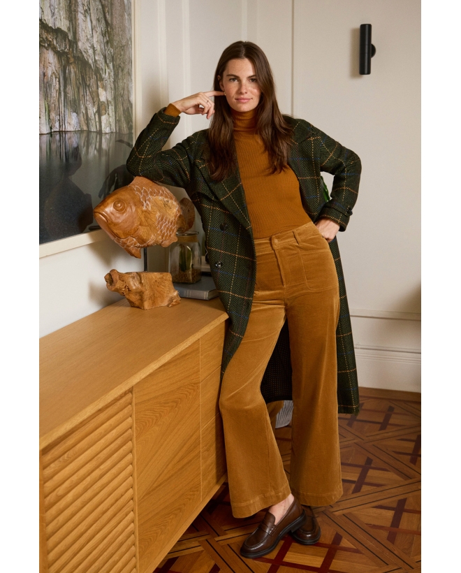 Pantalon large en velours côtelé Moutarde