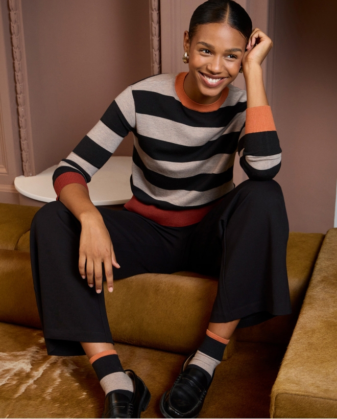 Striped crew neck sweater...