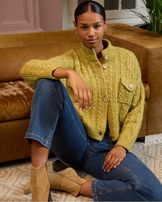 Cardigan a maglia grossa...