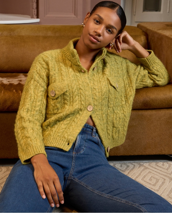 Cardigan a maglia grossa...