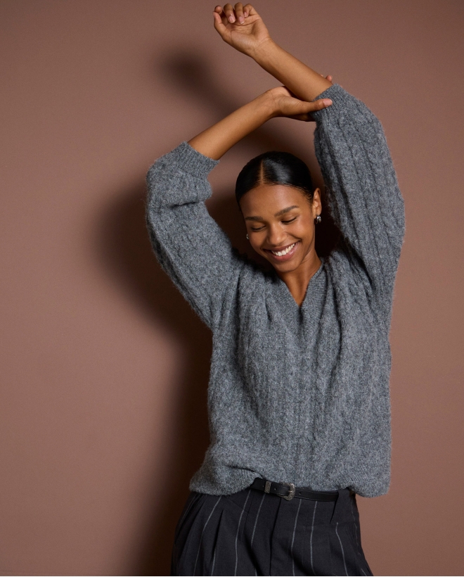 Chunky sweater with aranese...